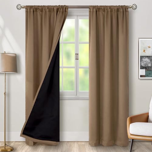 BGment Taupe 100% Blackout Curtains 84 Inch Length 2 Panels Set with Liner - color: Taupe, size: 38"W x 84"L (Pack of 2)