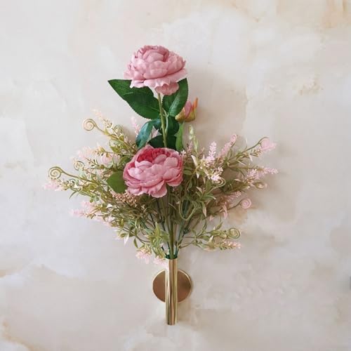 AIM & GGKK Wall Planters,4 Pcs Wall Mounted Metal Hanging Plant Holder for Indoor Small Gold Boho Flower Vase Tube for Modern Home Decor Display Art Bedroom Bathroom Living Room