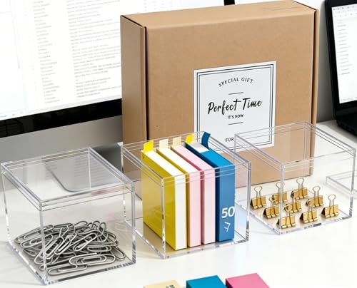 2‑Pack Acrylic Box with Lid 3.35 x 3.35 x 3.35 Inch Clear Storage Box - size: 3.35 x 3.35 x 3.35 Inch