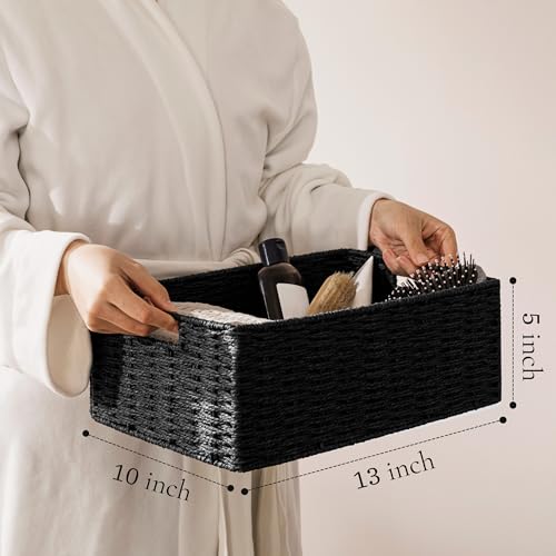 joybest Black Wicker Baskets for Shelves, Hand-woven Storage Baskets - color: Black, size: 4 Pack 13l X 10w X 5h Inch