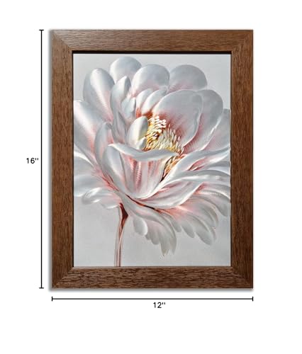 SYGALLERIER Abstract Silver Metal Wall Arts Hand Crafted 3D Floral Aluminum Artwork Modern Sculpture Contemporary Metallic Pictures Framed for Living Room Bedroom Bathroom Decor
