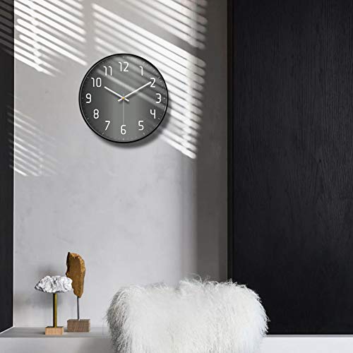 Silent Non-Ticking Analog Wall Clock, Gradient Black, 12'' - color: Gray, size: 12inch
