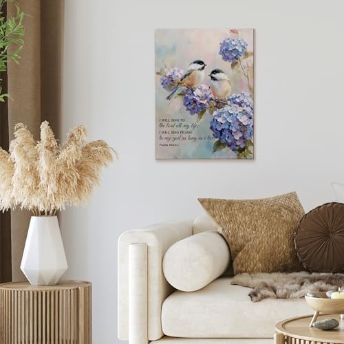 XINCEYWJ Christian Bird Hydrangea Wall Art Decor, Bible Verse Scripture Canvas Art Prints Framed, Floral Bird Religious Pictures Wall Decorations for Home Bedroom Living Room Church, 11x14 Inches - color: christian bird-5