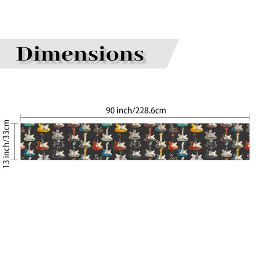 AUUXVA Table Runner Music Guitar Pattern Durable Luxury Dresser Scarf Tabletop Cloth for Wedding Dining Table Holiday Party Kitchen Home Decoration 13x90in - color: Guitar Pattern, size: 13x90(in)