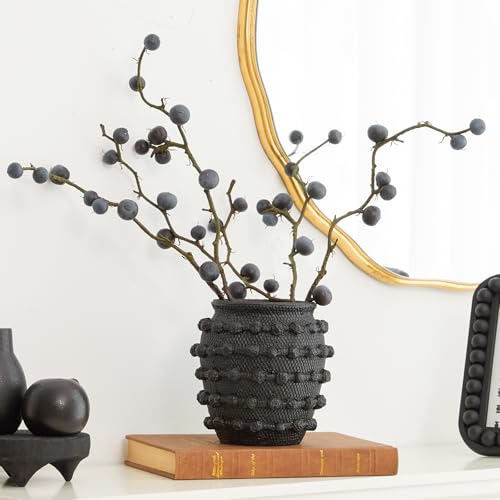 DN DECONATION Black Rustic Farmhouse Vase, 6.3" Flower Vase for Home Decor - color: Black, size: 6.3 inches