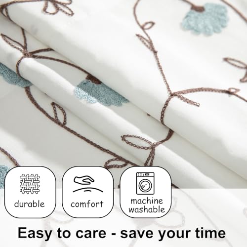 VOGOL Blue Floral Embroidered Valance, Country Style, 60 x 14, 1 Panel - color: Blue, size: 60"W x 14"L (Pack of 1)