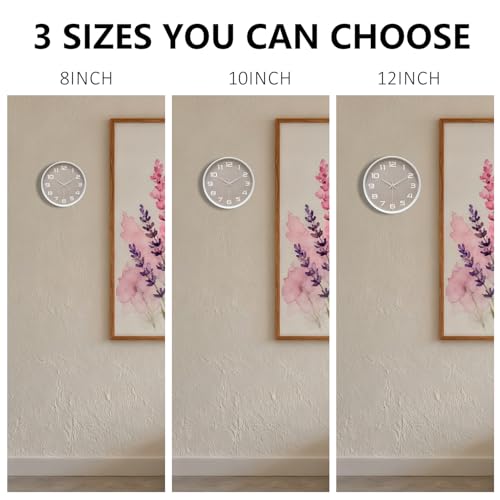 Silent Wall Clock with Large Numbers, 10 Inch Battery Operated Analog Clock with Tempered Glass Burlap Texture Non-Ticking Wall Clocks for Living Room Bedroom Kitchen Office Classroom,White - color: White Brown, size: 10 Inch
