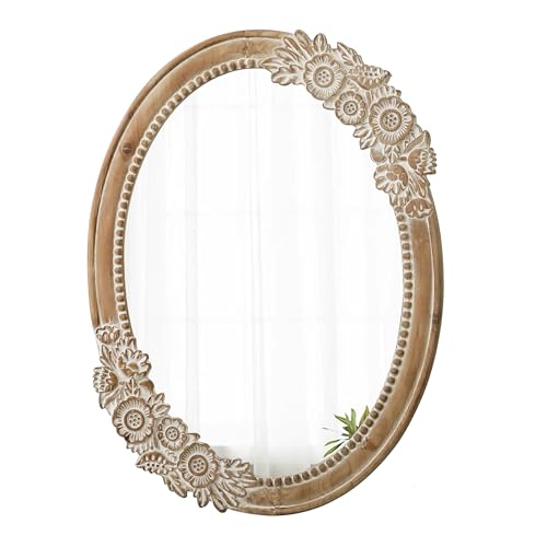 Rustic Oval Mirror 30 x 23 inch, Handmade Distressed White