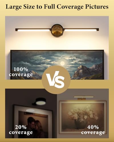 URSOLA 22" Picture Lights for Wall Battery Operated, Metal LED Art Light with Remote, 3CCT Dimmable Wireless Art Lighting for Paintings, Gallery Light, Over Picture Frame Light, Photo Lights for Wall.