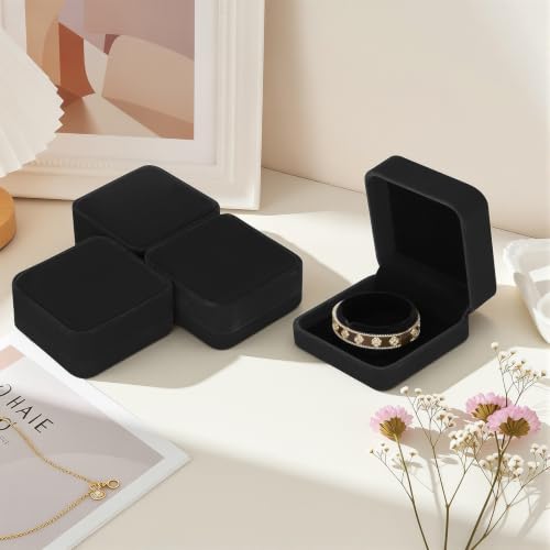KUKUVR 4 Pcs Velvet Bracelet Gift Box, Jewelry Storage Holder Case for Bangle Anklet beaded bracelet Birthday Anniversary, Gift for Women (Black) - color: Black