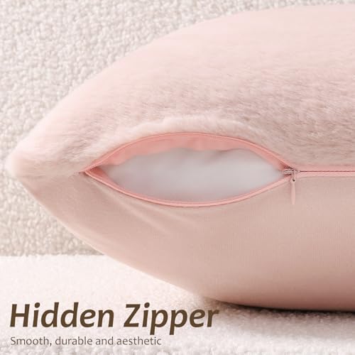 Pallene Faux Fur Decorative Throw Pillow Covers 18x18 Set of 2, Blush Pink - color: Blush Pink, size: 18" x 18" (Pack of 2)