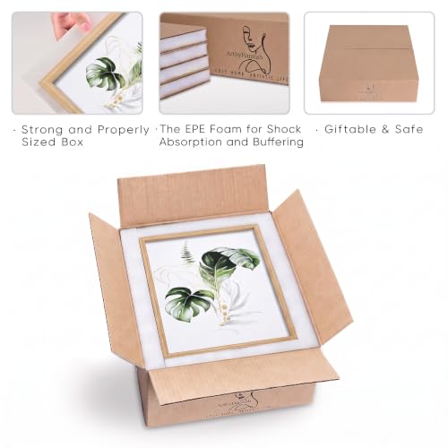 ArtbyHannah Framed Bathroom Wall Art, 12" x16" Botanical Canvas Paintings - size: 12x16 Inch