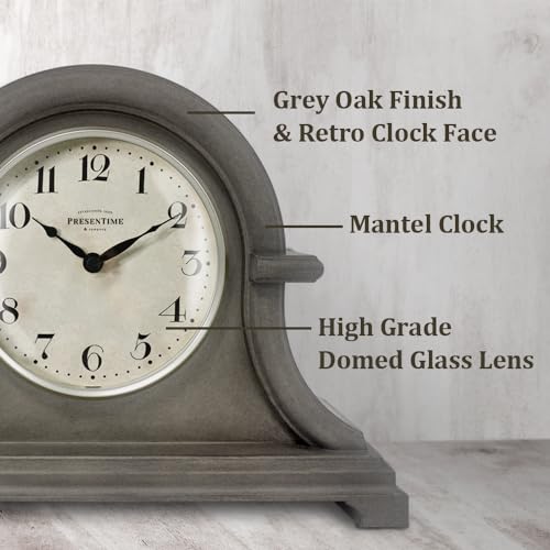 Presentime Mantel Clock Vintage Farmhouse Series - color: Grey Oak