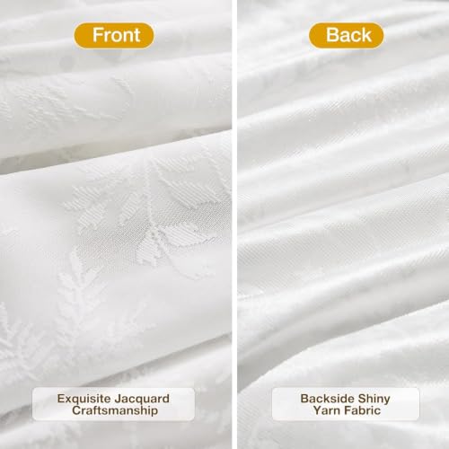 Anmao White Semi Sheer Light Filtering Curtains 96 Inches Long 2 Panels, Leaf Pattern Drapes for Living Room Bedroom, Rod Pocket Sheer Window Treatments with Floral Design, 42x96 Inch - color: White Leaf, size: 42"W x 96"L (Pack of 2)
