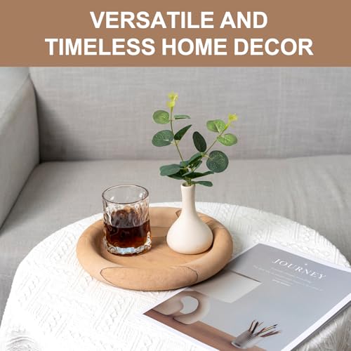 Natural Marble Vanity Tray, 9.45" Sandstone Texture Round Decorative Trays - color: Sandstone