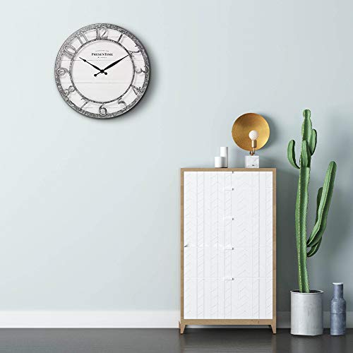 Presentime 13" Farmhouse Series Wall Clock - color: Galvanized Finish, size: 13 inch