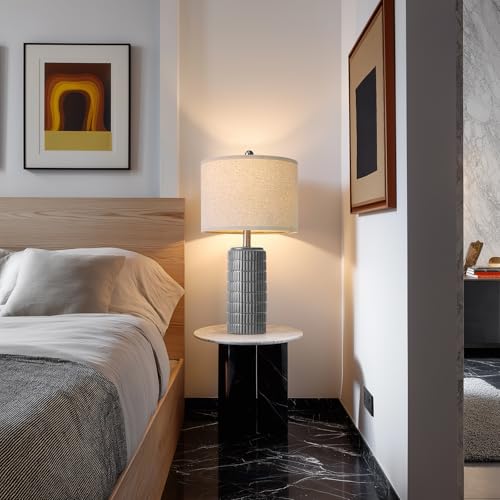 PoKat 23" Ceramic Dark Gray Table Lamps Set of 2 for Living Room, Modern Bedside Lamps for Bedroom, Farmhouse Nightstand Lamp for Home Office Guest Room Sideboard Entryway Decor Gifts - color: Gray