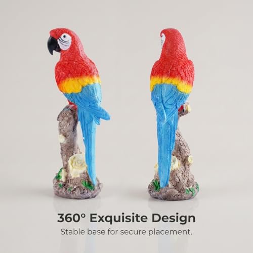 Resin Parrot Statue Fake Bird Tropical Decor Macaw Figurine - style: Black mouth