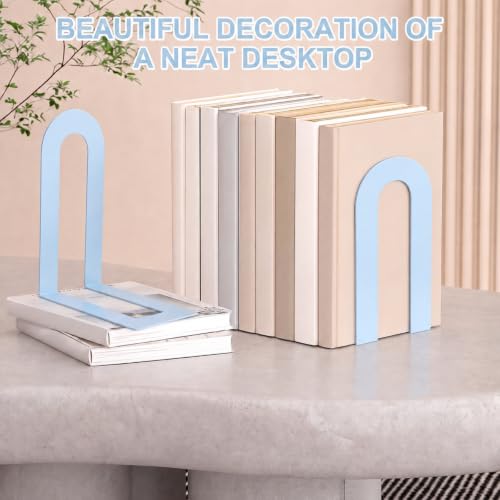 Chunful 6 Pcs Light Blue Metal BookEnds Shelves, 7.5 x 5.75 x 3.5 in - color: Light Blue, size: 7.5*5.75*3.5inch