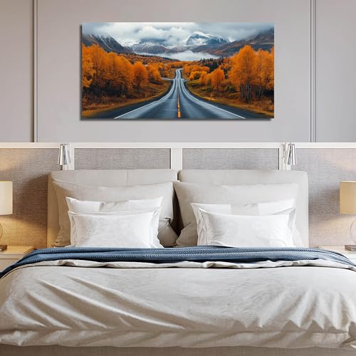 Ouzzlie Tree Wall Art White Art for Living Room - color: brown, size: 48"L x 24"W