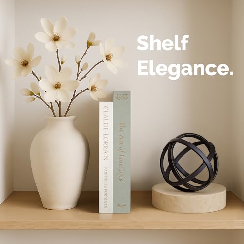 Vine Creations Decorative Books - Set of 2 Linen Hardcover Boxes with Storage - Aesthetic Fake Books for Decoration for Home, Shelf, Bookshelf Decor, Coffee Table Decor, as Storage or Keepsake Box - color: Sage & Linen-White