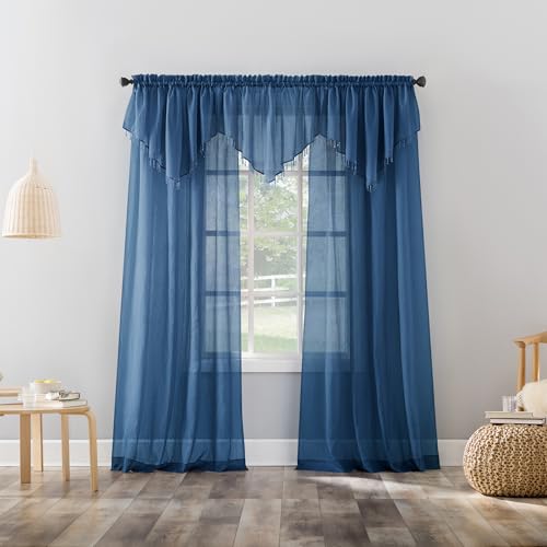 No. 918 Erica Crushed Sheer Voile Rod Pocket Curtain Panel, 51" x 84", Blue - color: Blue, size: 51"W x 84"L (Pack of 1)