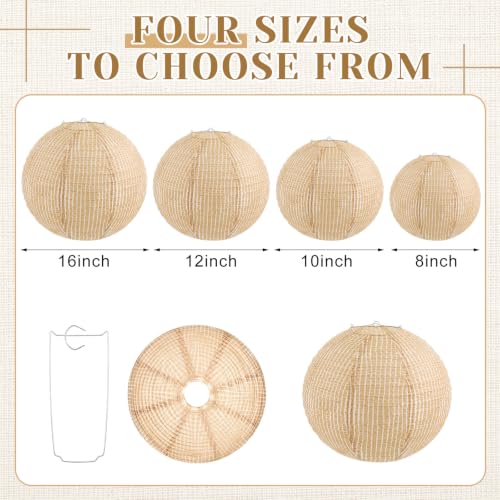 Hortsun 12 Pcs Print Burlap Paper Lanterns Classroom Decor,16 Inch - size: 16 Inch