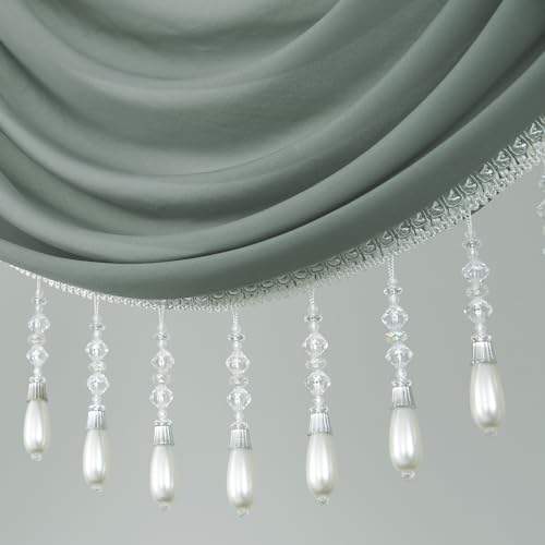 VOGOL Sheer Waterfall Valance for Living Room, 59 x 43, 1 Panel, Gray - color: Grey, size: 59"W x 43"L (Pack of 1)