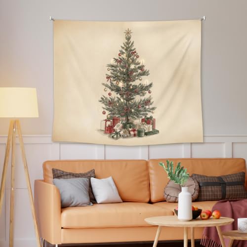 EGBTL Vintage Neutral Christmas Tree Wall Tapestry, Winter Xmas Tapestry for Home, Classic Christmas Tree Tapestries Wall Hanging Decor for Bedroom Living Room Office 50x60 Inches - color: Christmas15