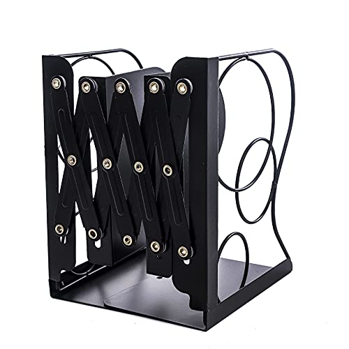 Adjustable Bookends Metal Book Ends for Heavy Book Holder - color: Black-round