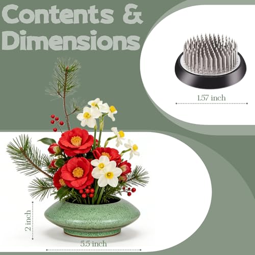 Ceramic Flower Pot Flower Arrangement Set Japanese Ikebana Floral Art Supplies Handmade Flower Bowl Decorative Flower Vase for Centerpieces (Small Green) - color: Small Green