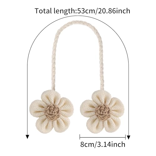 Meplait 2 Pack Flower Curtain Tiebacks, Boho Tie Backs for Curtains, Beige - color: A Flower-beige