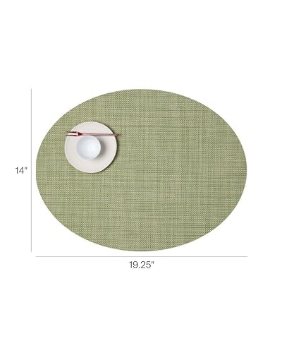 Chilewich Mini Basketweave Placemats, Woven Oval Placemats Set of 4 - color: Dill, size: 14"x19.25"