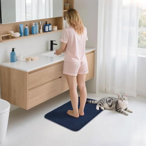 COSY HOMEER Extra Thick Bath Rugs for Bathroom Non Slip Bath Mat 16x24 Navy - color: Navy, size: 1'4" X 2' (Rectangular)