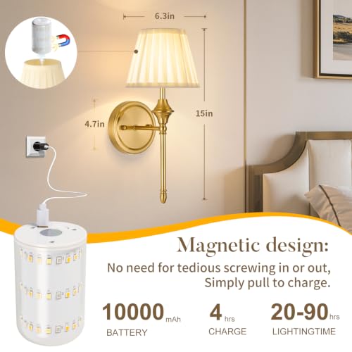 Battery Operated Wall Sconces with Dimmable Led Bulbs and Remote - color: Dull Bronze