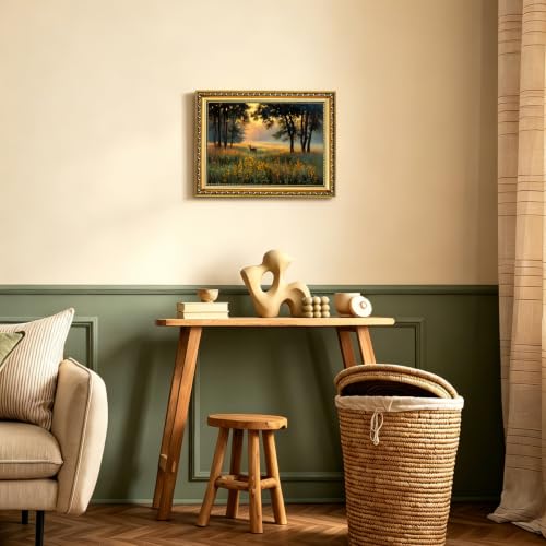 Vintage Framed Forest and Deer Canvas Wall Art,Woodland Wildlife Artwork - color: Forest and Deer, size: 8*10