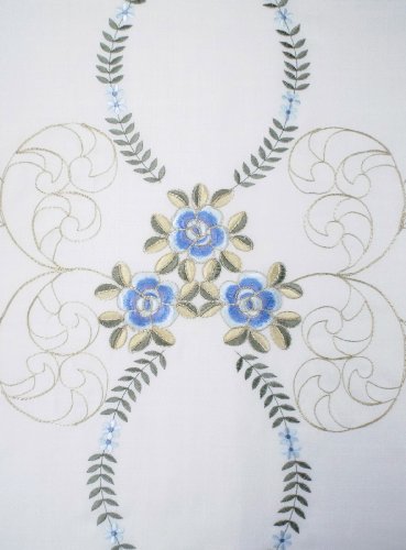 Today's Curtain Verona Reverse Embroidery Tie-Up Shade, 63", White/Blue, 50" W X 63" L - color: White/Blue, size: 50"W x 63"L (Pack of 1)