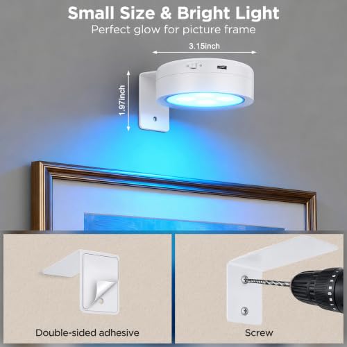4-Pack Picture Lights for Wall, Rechargeable Wireless Poster Lights, White - color: White