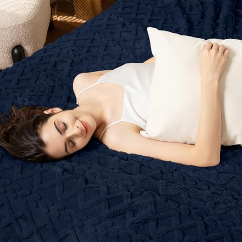 Aganear Fleece Throw Blanket for Couch Sofa 60"x80" Navy - color: Navy, size: Twin(60×80in)
