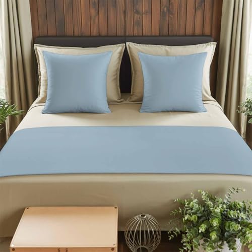 Bed Runner for Queen Size Bed, Sky Blue Decorative Beds Runners and 2 Matching Pillow Covers Set, Modern Pure Winter Sky Blue Beds Scarf Throw for Foot of Bedding Set for Hotel/Bedroom - color: Sky Blue, size: 83 x 20 Inch