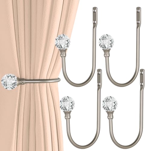 Groleca U Shaped Metal Curtain Holdbacks, Curtain Tiebacks, 4 Pack, Silver - color: 4 Pcs, Silver
