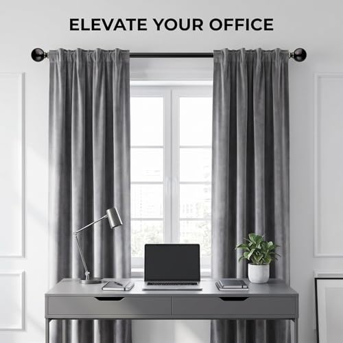 Brown Curtain Rods for Windows 18 to 88 inches, 1 Inch Modern Metal Drapery Rods, Adjustable Heavy Duty Curtain Pole with Round Finials(18"-88"Antique Bronze Gold) - color: Antique Bronze Gold, size: 18"-88"