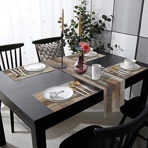 ArtSocket Table Runner and Placemats Set of 6, Art Brown Grey Art Dining - color: Abstract Brown