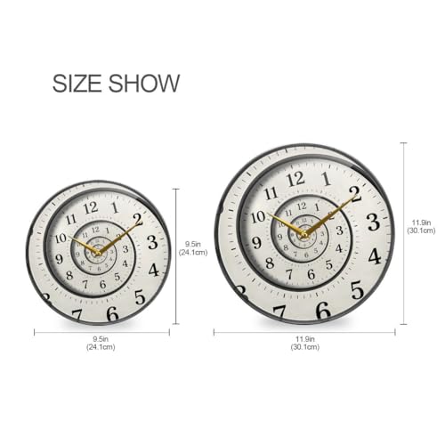 ALAZA Modern White Spiral Wall Clock Battery Operated Silent Non Ticking Clocks for Living Room Decor 12 Inch / 9.5 Inch - color: Modern, size: 12x12in