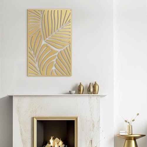 SIGNLEADER Metal Wall Art Decor Gold Leaves Minimalist Modern Abstract Wall Sculpture Hangings Home Decoration for Living Room, Bedroom, Bathroom, Kitchen, Outdoor - 18" Gold - color: Gold, size: 18"L x 18"W