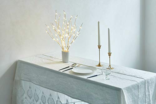 Fudios Lighted Birch Branches 18IN 70 Warm White LED with Timer Twig Lights Battery Operated for Christmas Wedding Party Decoration(2 Set) - color: White Branches with Warm White Lights (2 Set)