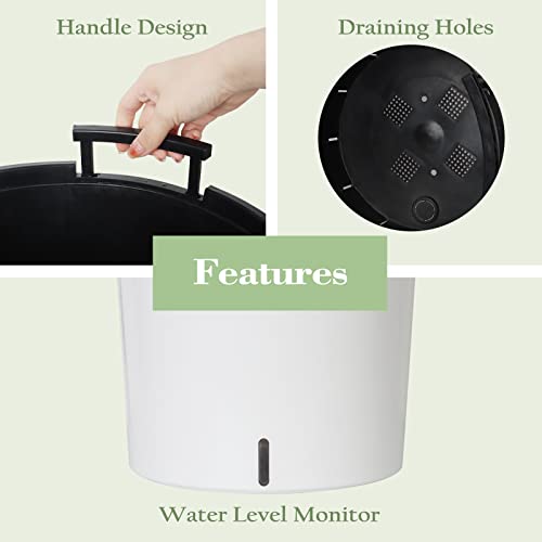 SAROSORA Large Round Self Watering Planter Pot 12.5'' 2-Pack for Home Garden Patio Tall Tree(White 2-Pack) - color: White 2-pack