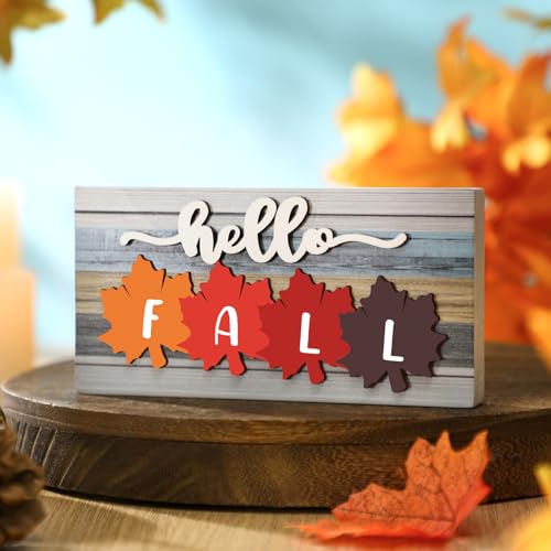Roowest 5 Pcs Hello Fall Interchangeable Seasonal Sign Decor, Retro - style: Retro