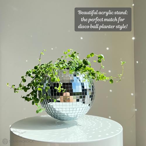 SCANDINORDICA Disco Ball Planter, Value Package, 8-inch Silver - size: 8" Silver