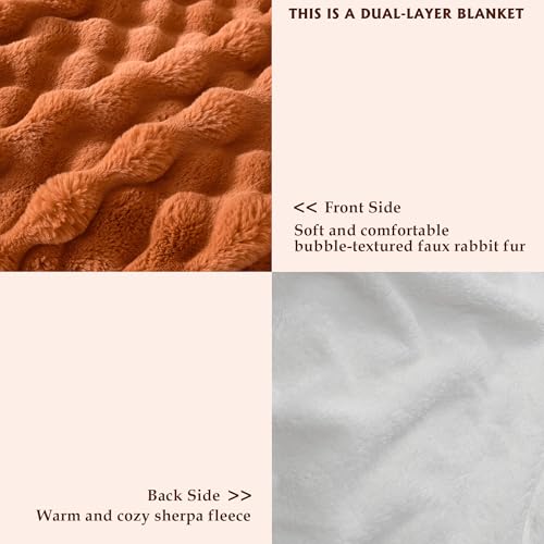 60"x80" Ultra-Soft Fuzzy Faux Fur Twin Blanket, Rust - color: Bubble Rust, size: Twin (60" x 80")